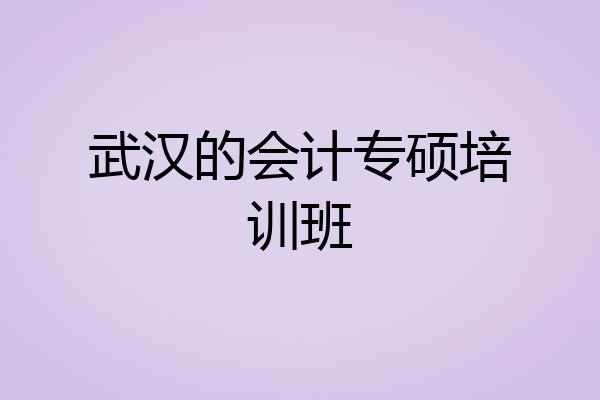 武汉的会计专硕培训班
