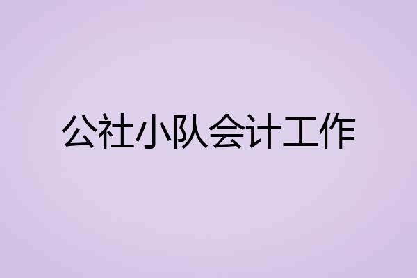 公社小队会计工作