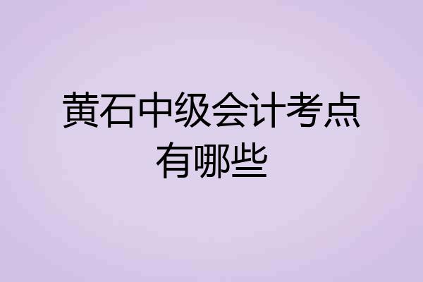 黄石中级会计考点有哪些