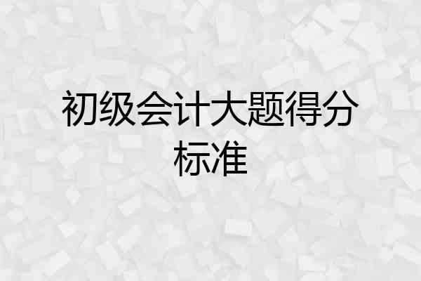 初级会计大题得分标准