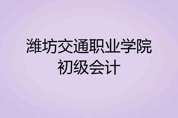 潍坊交通职业学院初级会计