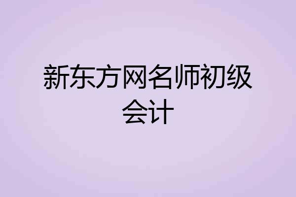 新东方网名师初级会计