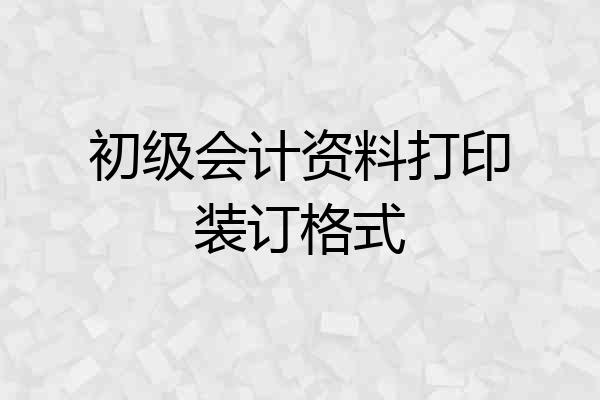 初级会计资料打印装订格式
