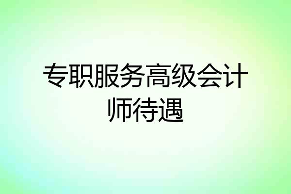专职服务高级会计师待遇