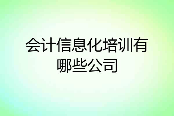 会计信息化培训有哪些公司