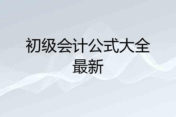 初级会计公式大全最新