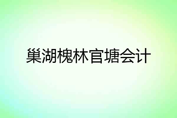 巢湖槐林官塘会计