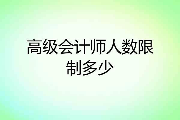 高级会计师人数限制多少