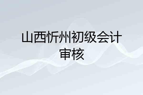 山西忻州初级会计审核
