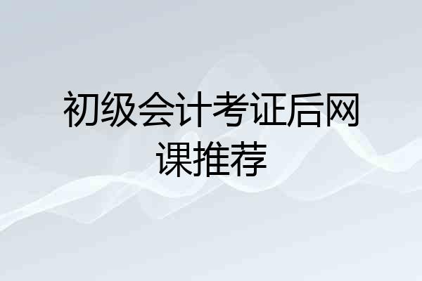 初级会计考证后网课推荐