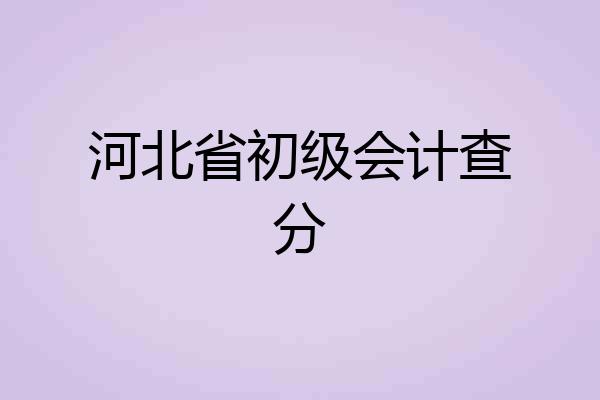 河北省初级会计查分