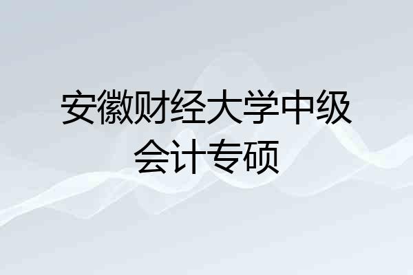 安徽财经大学中级会计专硕