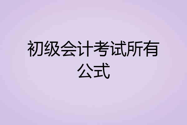 初级会计考试所有公式