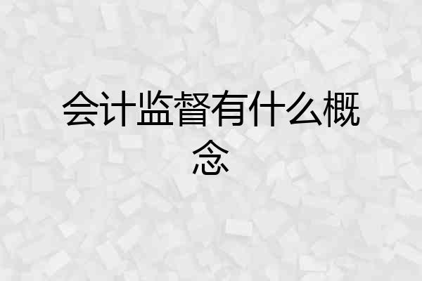 会计监督有什么概念