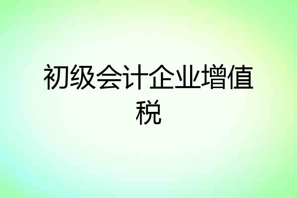 初级会计企业增值税