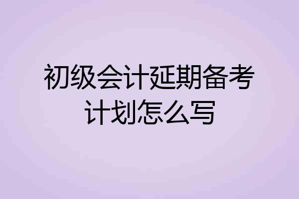 初级会计延期备考计划怎么写