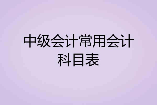 中级会计常用会计科目表