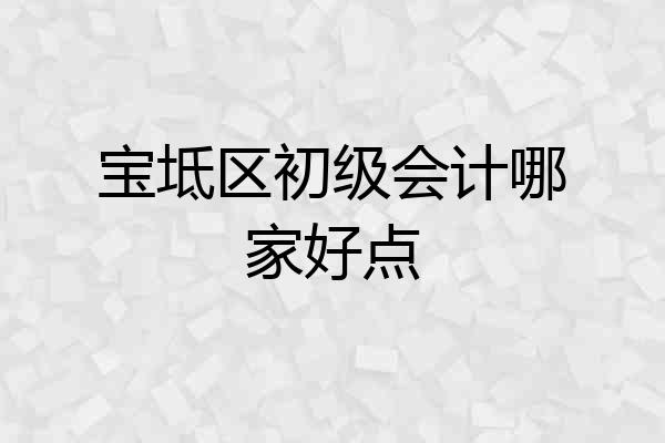 宝坻区初级会计哪家好点