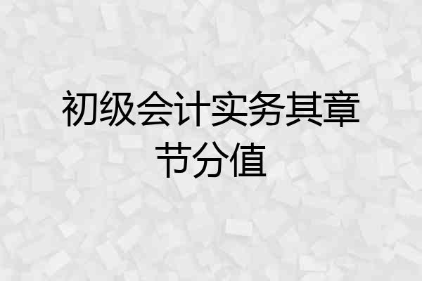 初级会计实务其章节分值