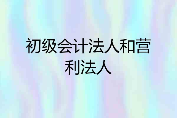 初级会计法人和营利法人