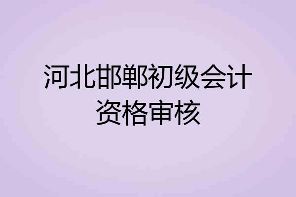 河北邯郸初级会计资格审核