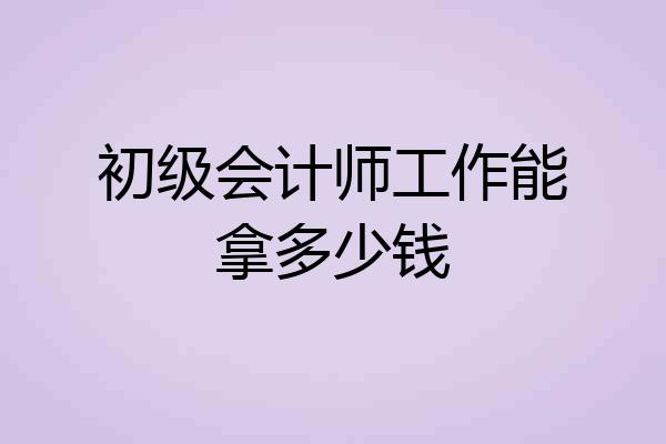 初级会计师工作能拿多少钱