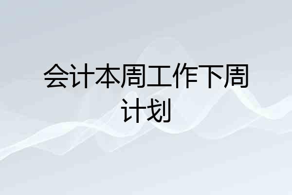 会计本周工作下周计划