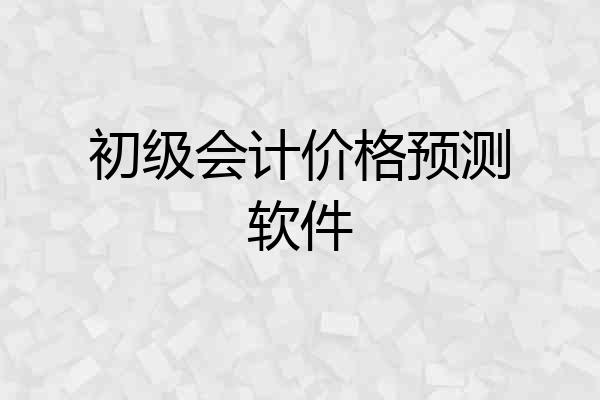 初级会计价格预测软件