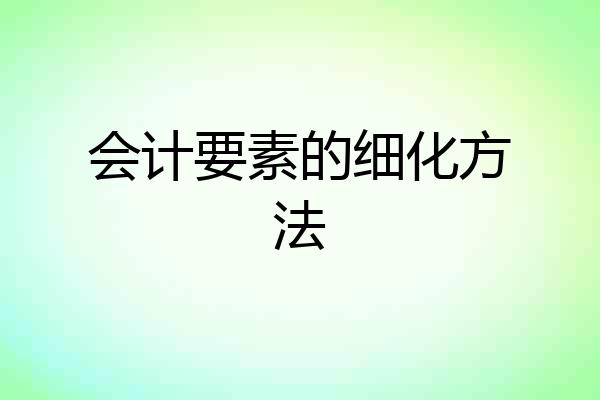 会计要素的细化方法