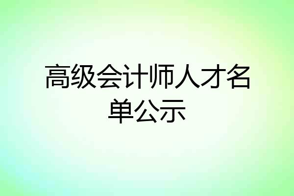 高级会计师人才名单公示