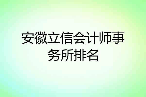 安徽立信会计师事务所排名