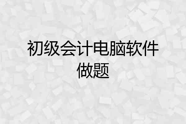 初级会计电脑软件做题