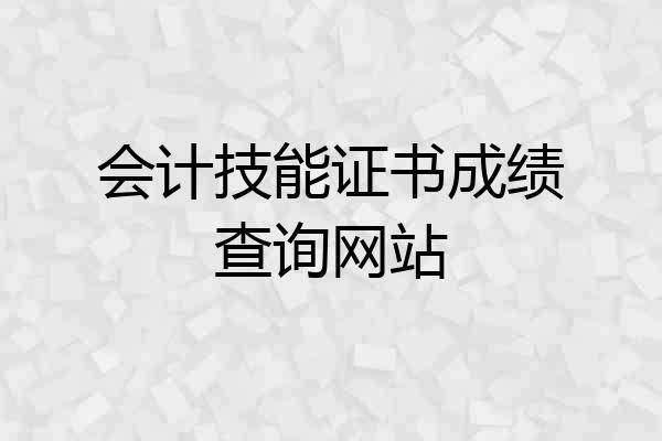 会计技能证书成绩查询网站