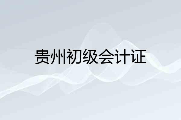 贵州初级会计证