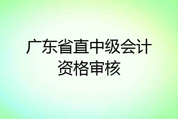 广东省直中级会计资格审核