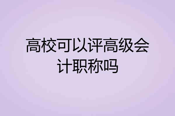 高校可以评高级会计职称吗
