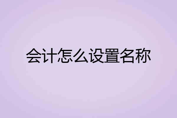 会计怎么设置名称