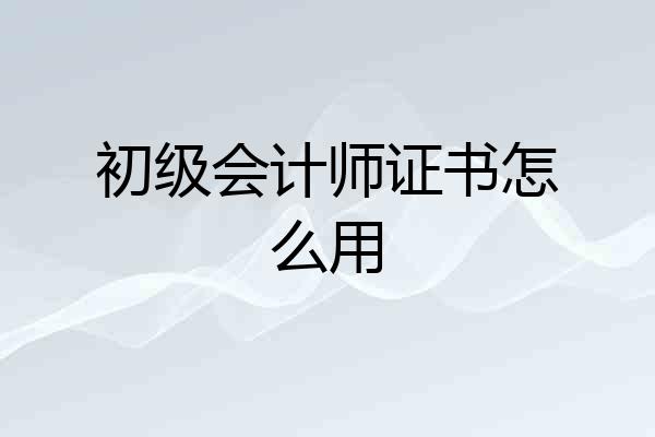 初级会计师证书怎么用