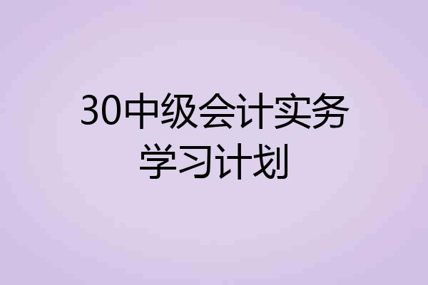 30中级会计实务学习计划