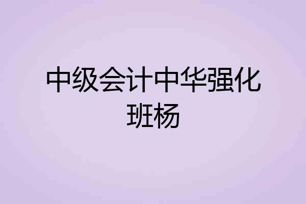 中级会计中华强化班杨