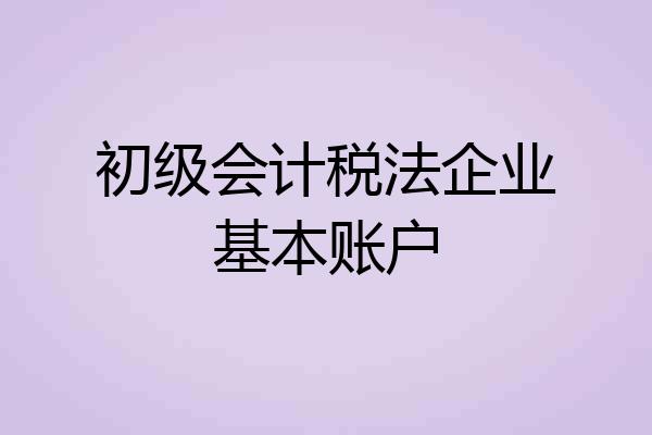 初级会计税法企业基本账户