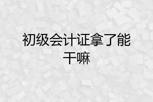 初级会计证拿了能干嘛