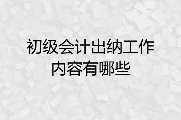 初级会计出纳工作内容有哪些