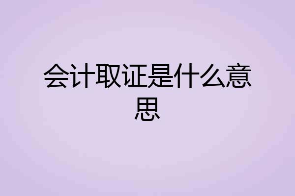 会计取证是什么意思