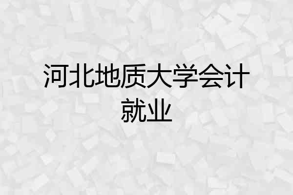 河北地质大学会计就业