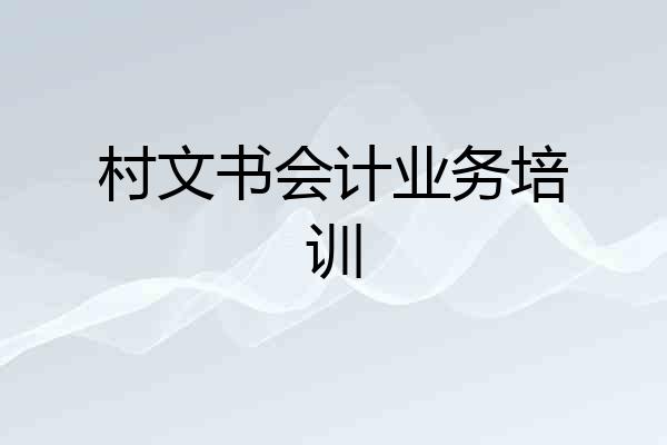 村文书会计业务培训