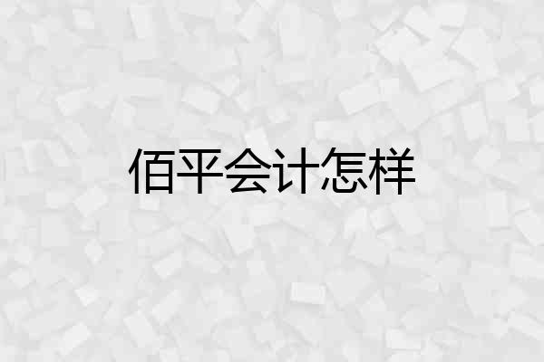 佰平会计怎样