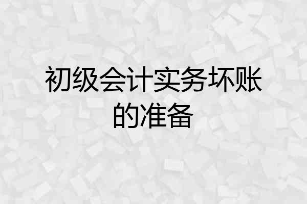 初级会计实务坏账的准备