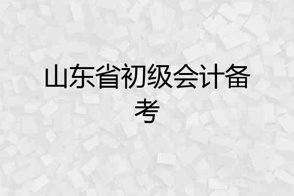 山东省初级会计备考