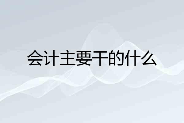 会计主要干的什么
